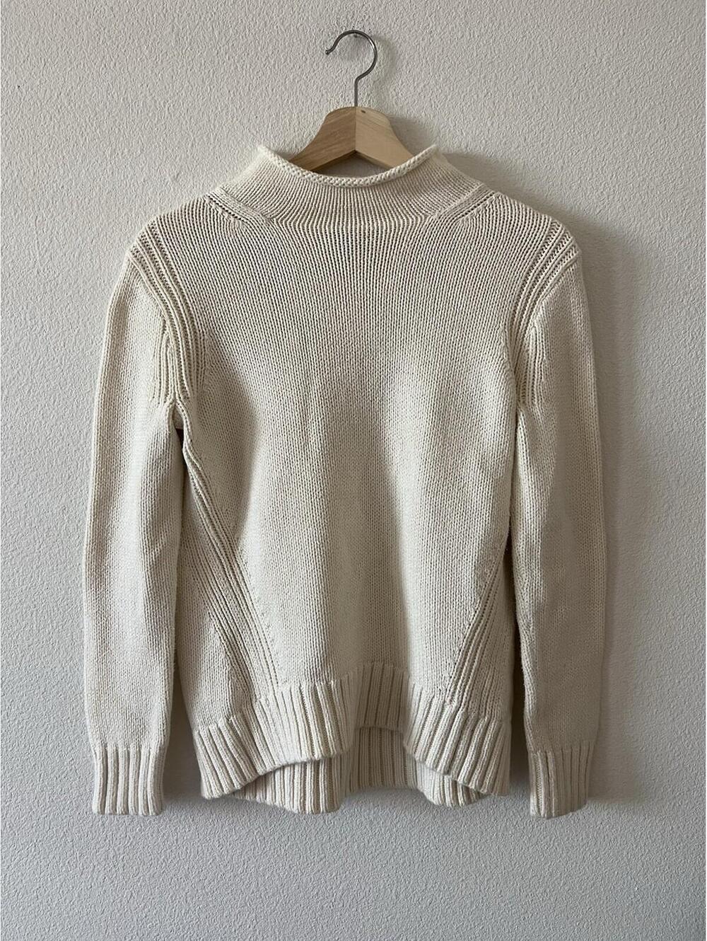 Crew Always Cream Cotton Mock Neck Knit Sweater S⁠
